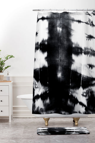 alison janssen black and white shibori Shower Curtain And Mat