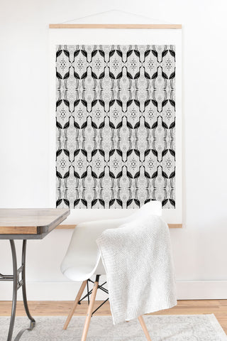 alison janssen elegant bird on spots Art Print And Hanger