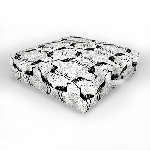 alison janssen elegant bird on spots Outdoor Floor Cushion