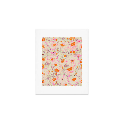 alison janssen Faded Floral pink citrus Art Print