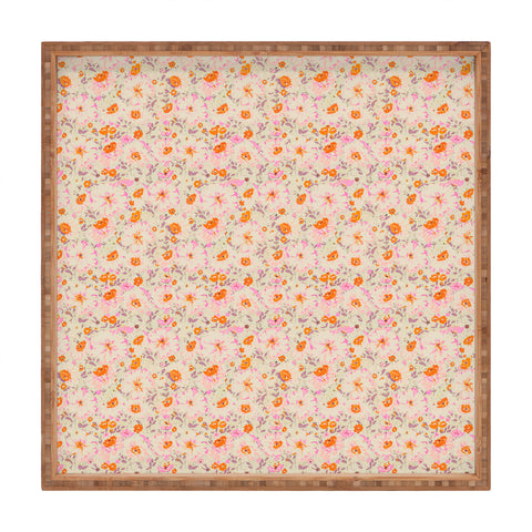alison janssen Faded Floral pink citrus Square Tray