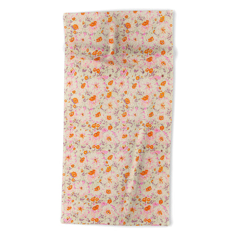 alison janssen Faded Floral pink citrus Beach Towel