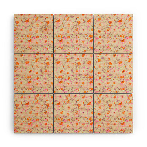alison janssen Faded Floral pink citrus Wood Wall Mural