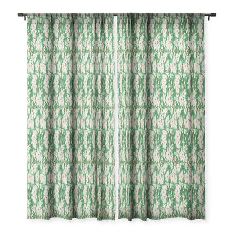alison janssen Holiday Green Floral Sheer Non Repeat