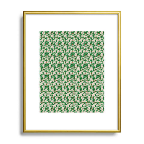 alison janssen Holiday Green Floral Metal Framed Art Print