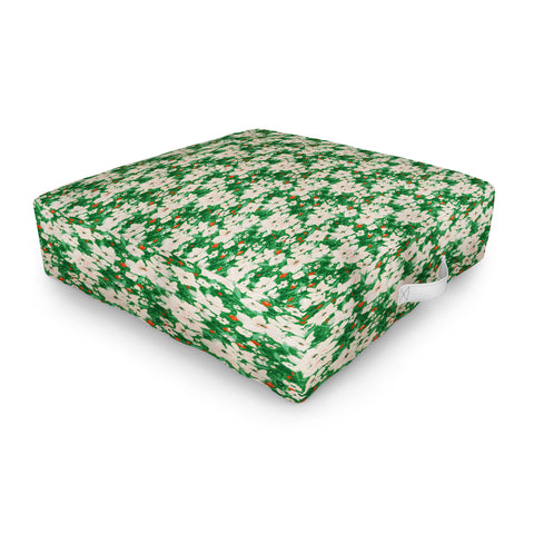 alison janssen Holiday Green Floral Outdoor Floor Cushion