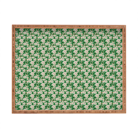 alison janssen Holiday Green Floral Rectangular Tray