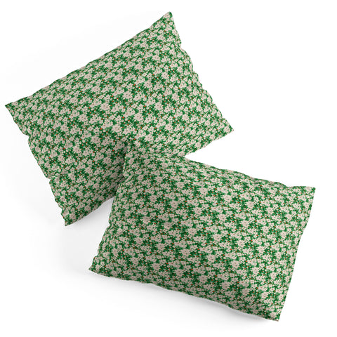 alison janssen Holiday Green Floral Pillow Shams