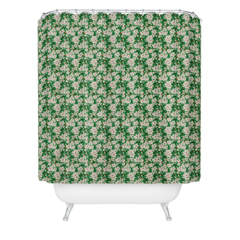alison janssen Holiday Green Floral Shower Curtain