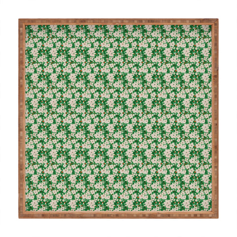 alison janssen Holiday Green Floral Square Tray