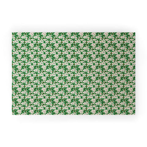 alison janssen Holiday Green Floral Welcome Mat