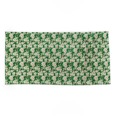 alison janssen Holiday Green Floral Beach Towel