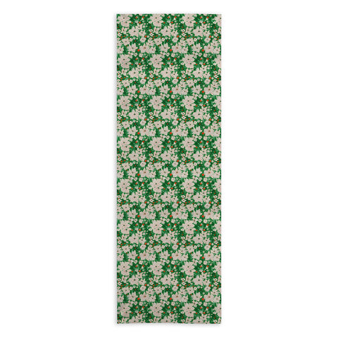 alison janssen Holiday Green Floral Yoga Towel