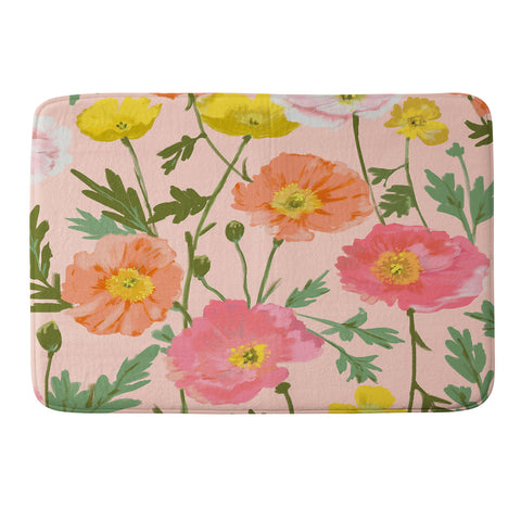 alison janssen Large Poppy Coral Memory Foam Bath Mat