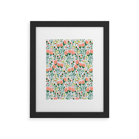 alison janssen Mini Coral Tulips Framed Art Print