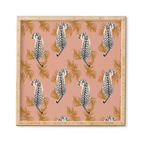alison janssen Paisley Tiger soft pink gold Framed Wall Art