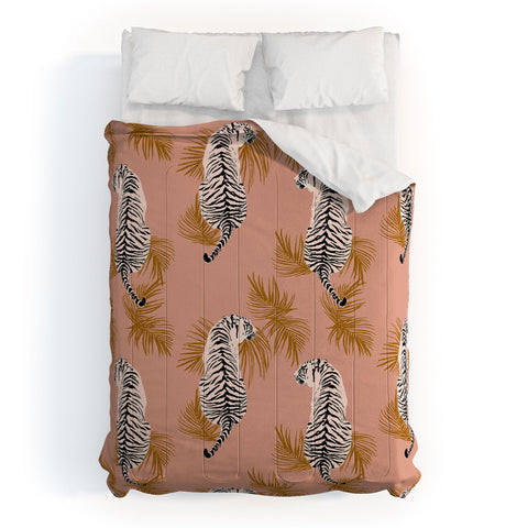 alison janssen Paisley Tiger soft pink gold Comforter