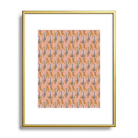alison janssen Paisley Tiger soft pink gold Metal Framed Art Print