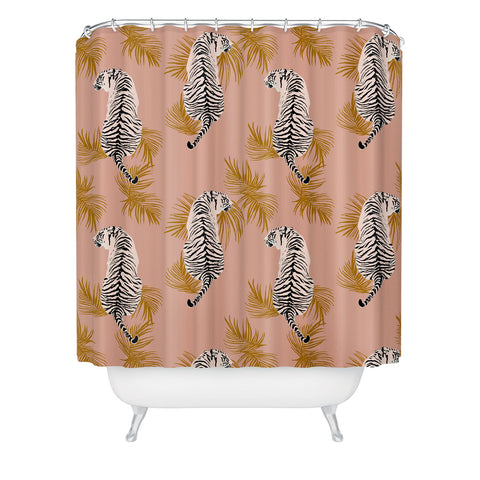 alison janssen Paisley Tiger soft pink gold Shower Curtain