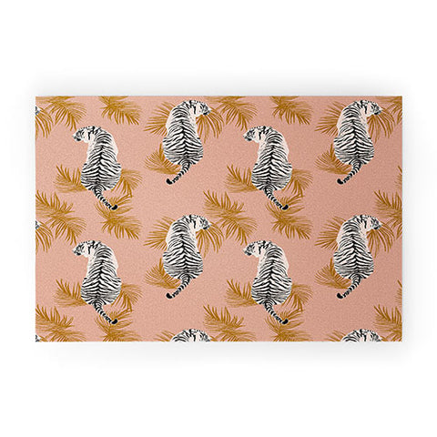 alison janssen Paisley Tiger soft pink gold Welcome Mat