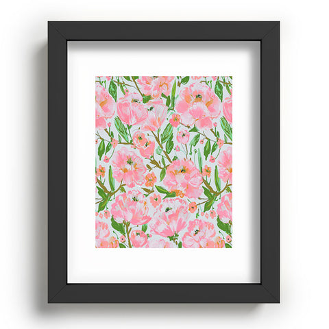 alison janssen Pink Summer Roses Recessed Framing Rectangle