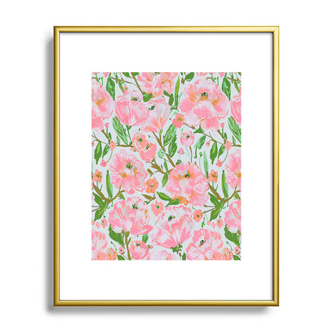 alison janssen Pink Summer Roses Metal Framed Art Print
