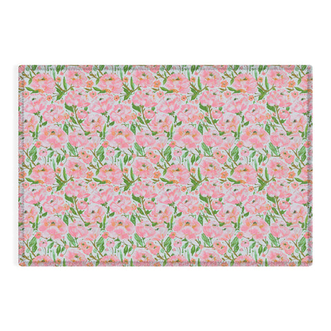 alison janssen Pink Summer Roses Outdoor Rug