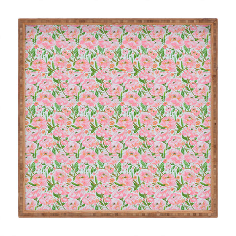 alison janssen Pink Summer Roses Square Tray