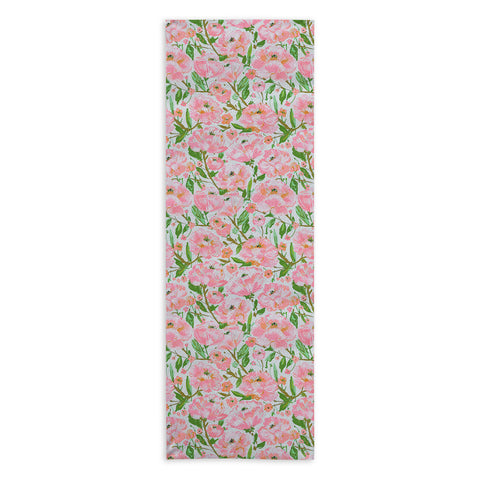 alison janssen Pink Summer Roses Yoga Towel