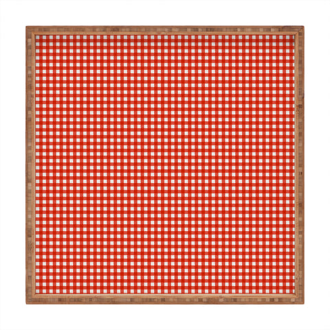alison janssen Red Gingham I Square Tray
