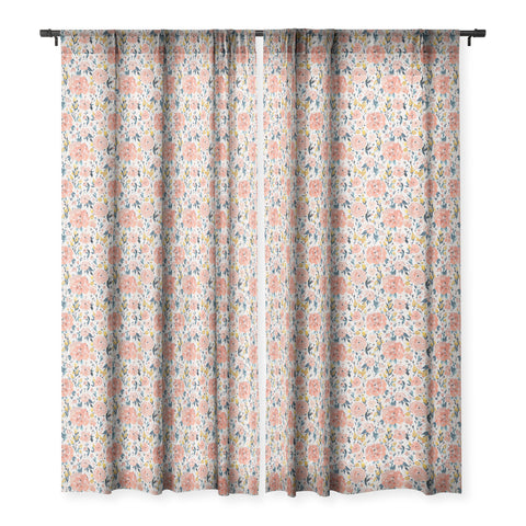 alison janssen Tropical Coral Floral Sheer Window Curtain