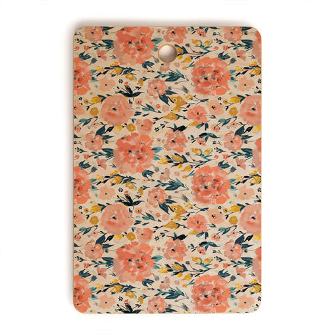alison janssen Tropical Coral Floral Cutting Board Rectangle