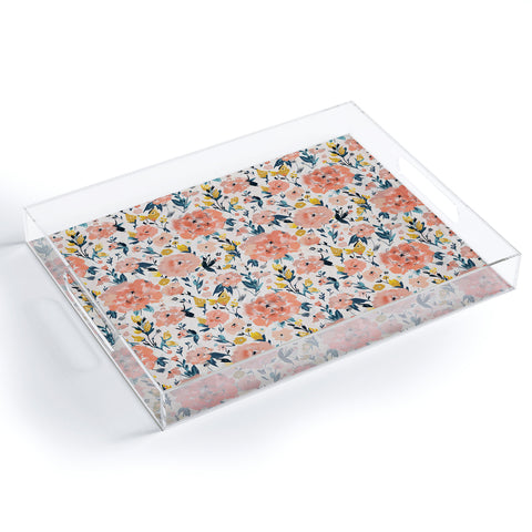 alison janssen Tropical Coral Floral Acrylic Tray