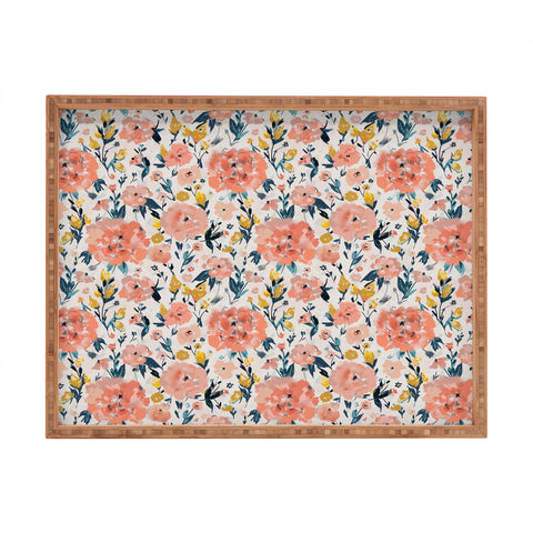 alison janssen Tropical Coral Floral Rectangular Tray