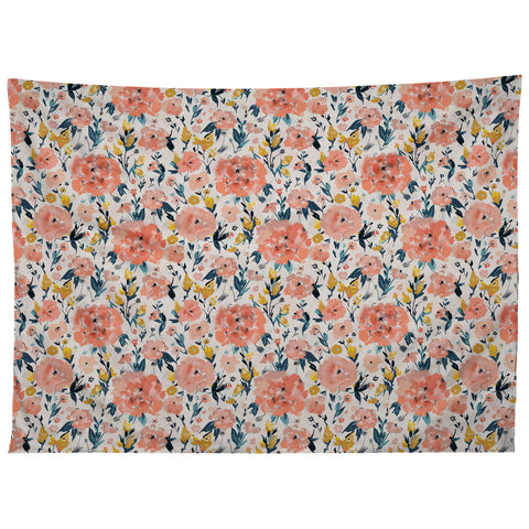 alison janssen Tropical Coral Floral Tapestry