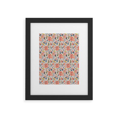 alison janssen Tropical Coral Floral Framed Art Print