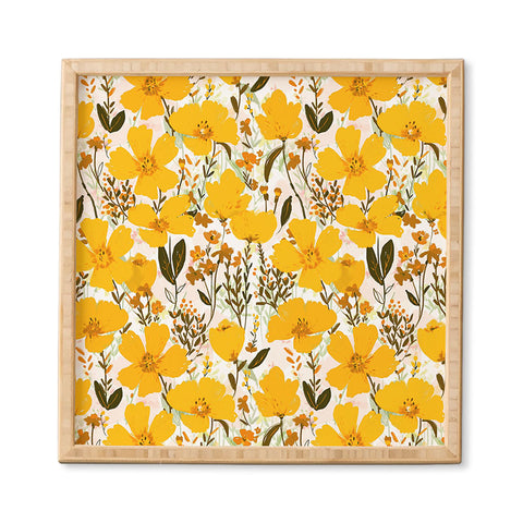alison janssen Yellow roaming wildflowers Framed Wall Art