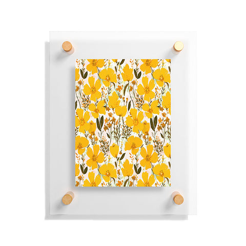 alison janssen Yellow roaming wildflowers Floating Acrylic Print