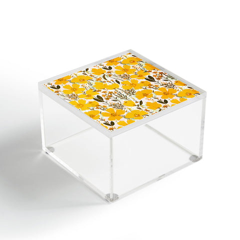 alison janssen Yellow roaming wildflowers Acrylic Box