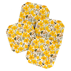 alison janssen Yellow roaming wildflowers Coaster Set