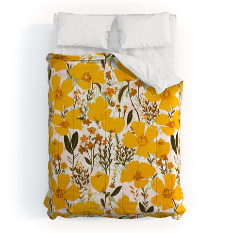 alison janssen Yellow roaming wildflowers Comforter