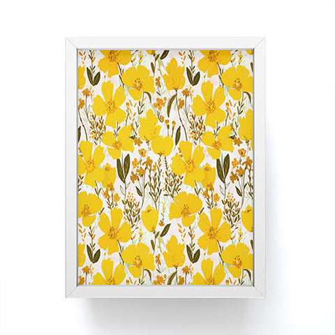 alison janssen Yellow roaming wildflowers Framed Mini Art Print