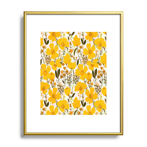 alison janssen Yellow roaming wildflowers Metal Framed Art Print
