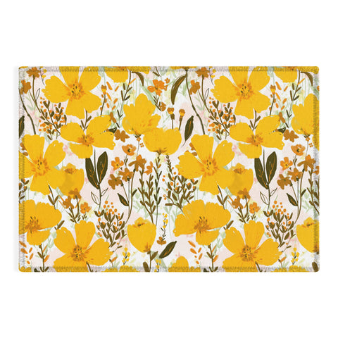 alison janssen Yellow roaming wildflowers Outdoor Rug