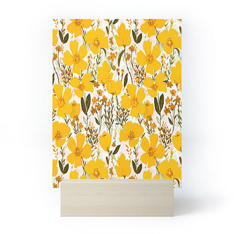 alison janssen Yellow roaming wildflowers Mini Art Print