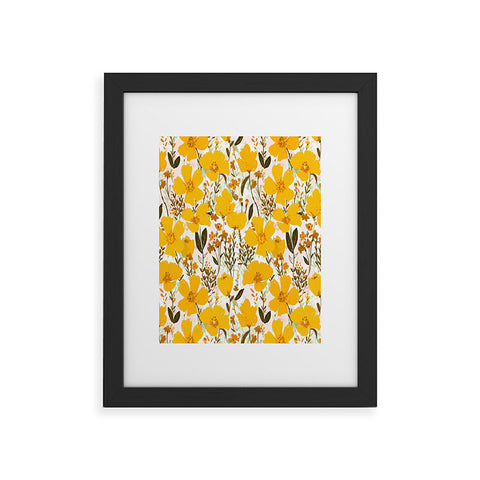 alison janssen Yellow roaming wildflowers Framed Art Print