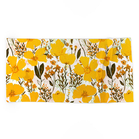 alison janssen Yellow roaming wildflowers Beach Towel