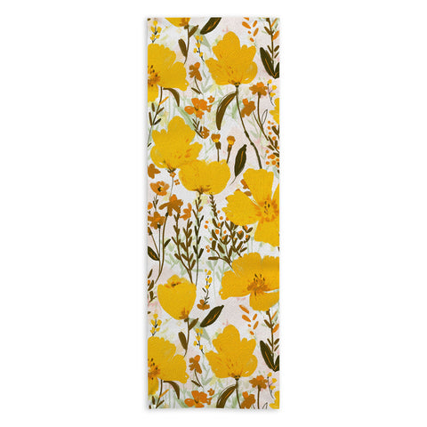 alison janssen Yellow roaming wildflowers Yoga Towel