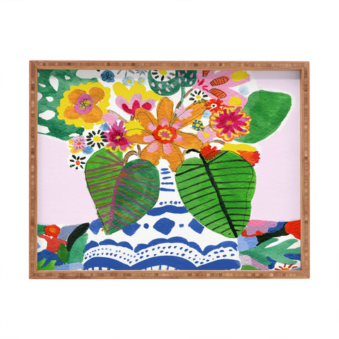 Alja Horvat Abstract Flower Bouquet Rectangular Tray