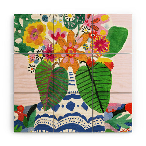 Alja Horvat Abstract Flower Bouquet Wood Wall Mural